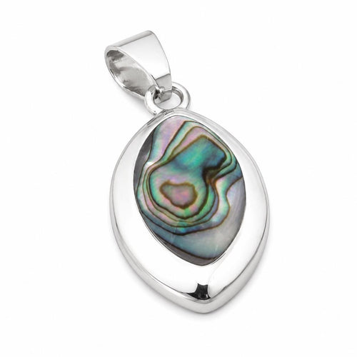 Abalone Shell Pendant: Silver Plated Azteca Design, Handmade Taxco Artisan Jewelry
