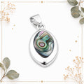 Abalone Shell Pendant: Silver Plated Azteca Design, Handmade Taxco Artisan Jewelry