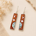 Silver Plated Celestial Earrings with Abalone Moon Star Design – Mexican Artisan Boho Chic