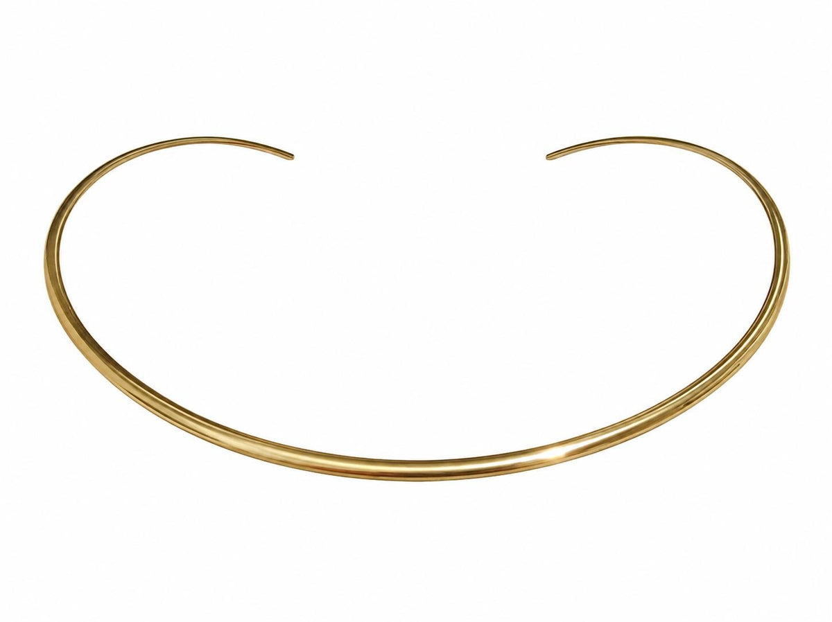 Handcrafted Polished Brass Open Choker Necklace – Minimalist Torc Collar