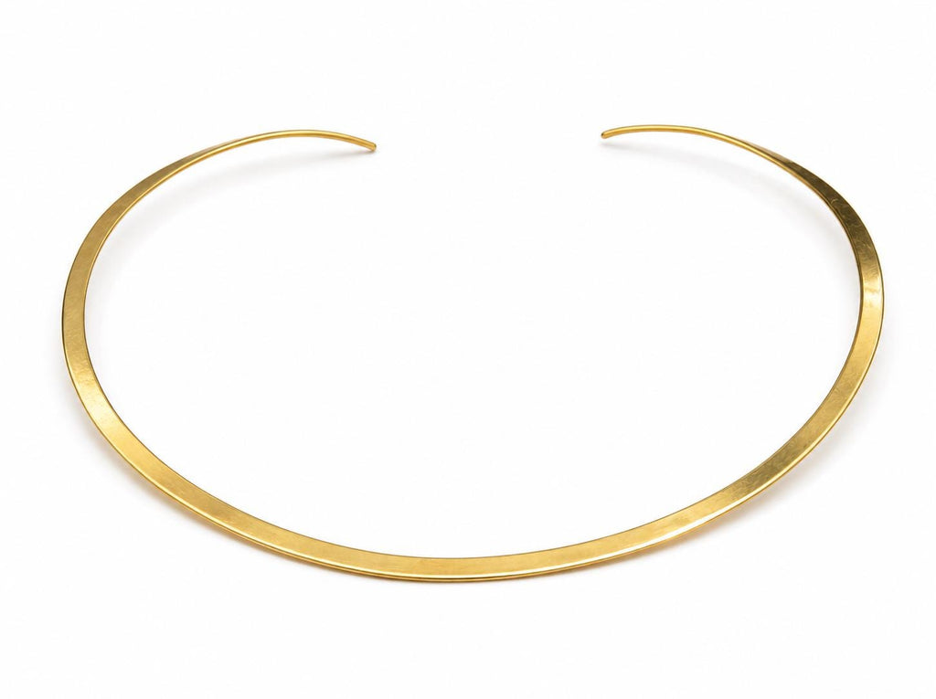 Polished Brass Mexican Choker Necklace – Minimalist Open Collar Statement Jewelry