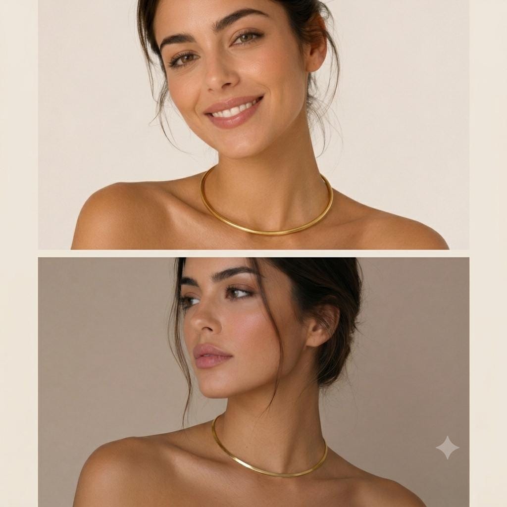 Polished Brass Open Choker Set – Mexican Statement Necklace for Pendants