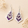 Artisan Silver Plated Earrings – Purple Abalone Inlay Dangle Design, Taxco Jewelry
