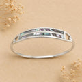 Elegant Silver Plated Mexican Bracelet with Art Deco Abalone Inlay