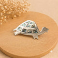 Silver Plated Abalone Shell Turtle Pendant, Aztec Boho Artisan Jewelry, Taxco Mexico