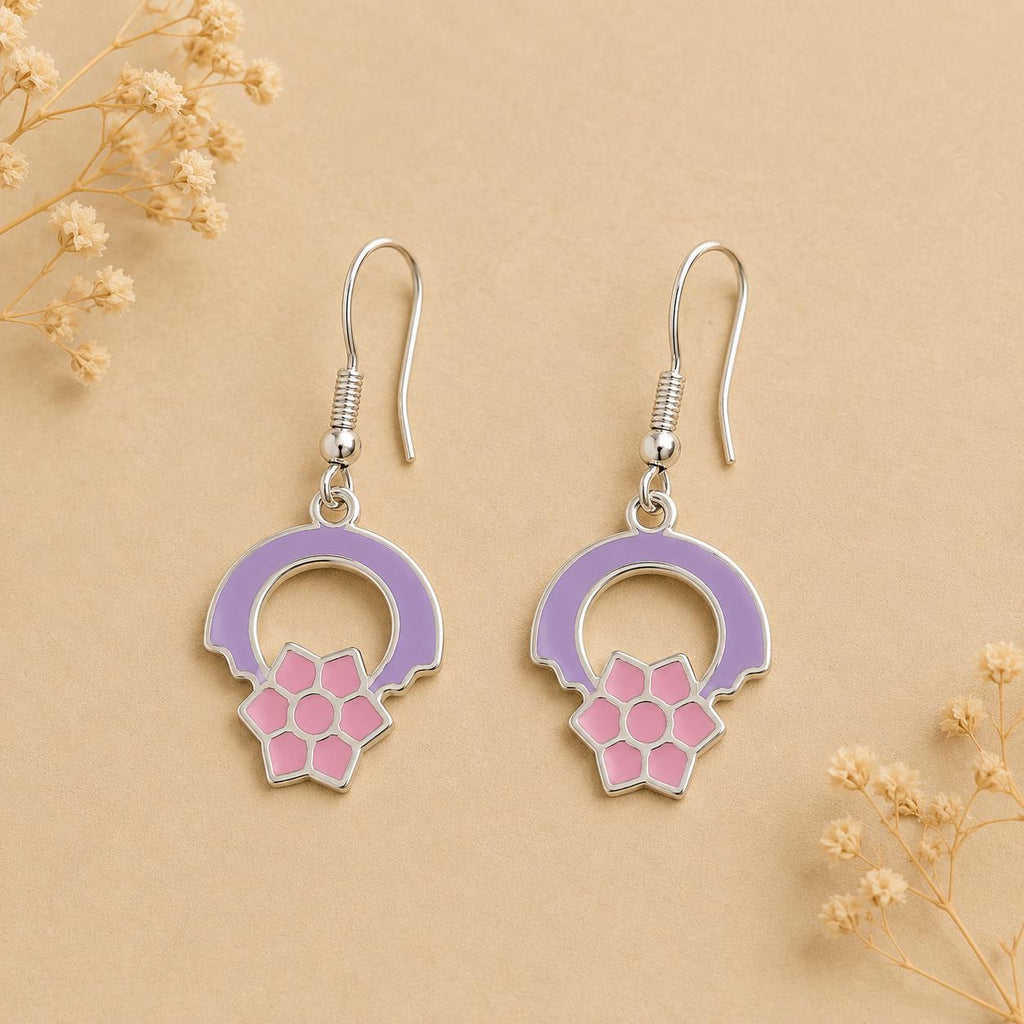 Handcrafted Silver Plated Flower Earrings: Enamel Effect Boho Jewelry from Mexico