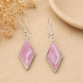 Rose Mother of Pearl Rhombus Earrings, Mexican Silver Plated, Geometric Jewelry
