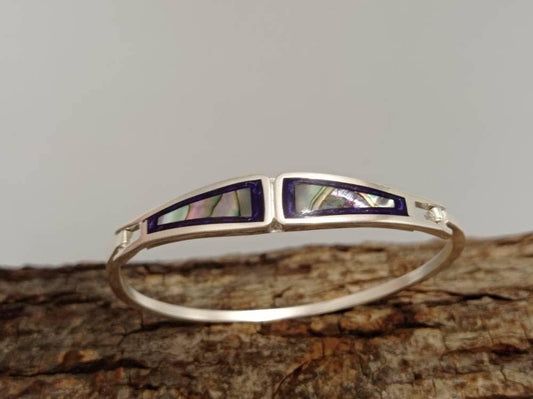 Art deco purple abalone mexican bracelet, Silver plated bracelet, purple bracelet, geometric Bohochic jewelry, Ethnic handmade bracelet