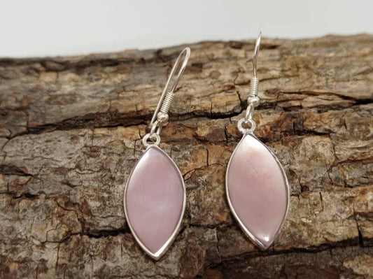 Rose oval mother of pearl earrings ,mexican silver plated earrings, Hook earrings, geometric jewelry,dainty  jewelry,