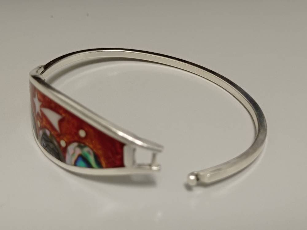 Abalone İnlay kite bracelet, Silver plated bracelet, brown bracelet, Planet bohochic jewelry, landscape bracelet,mother of Pearl bracelet