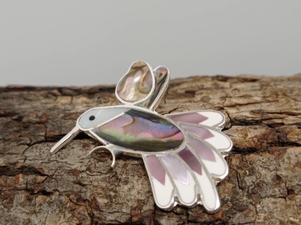 Hummingbird white pendant, Mexican pendant, Silver plated pendant, abalone pendant, Bohochic jewelry,bird pendant,mother of Pearl pendant