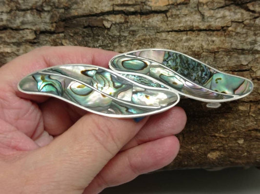 Hair clip bridal,art deco abalone hair design,silver plated mexican jewelry